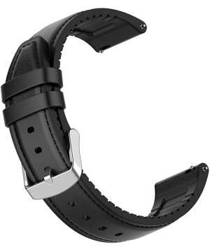 Curea pentru Huawei Watch GT, GT2, GT3 , 3, 3 Pro, piele si silicon, negru,  BEYOND (BA01LS-22) oferit de magazinul Japora