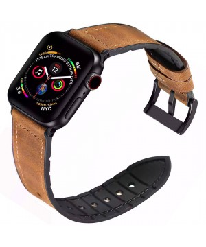Curea piele si silicon Apple Watch 8/7/6/5/4/3/Ultra, Display 49/45/44/42 mm, Maro Crazy, BEYOND Watch (BAA04L) oferit de magazinul Japora