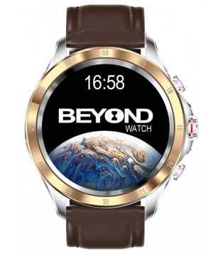 BEYOND Watch Earth 2 Series, Silver-Gold, Brown Leather (EAR23L) oferit de magazinul Japora
