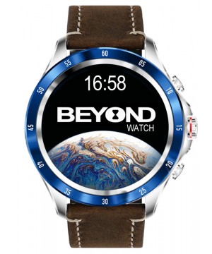 BEYOND Watch Earth 2 Series, Silver-Blue, Brown Leather (EAR22L) oferit de magazinul Japora